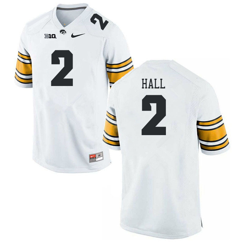 Men #2 TJ Hall Iowa Hawkeyes College Football Jerseys Stitched-White - Click Image to Close